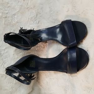 WHBM Leather Tassel Ankle Strap Heels Size 8